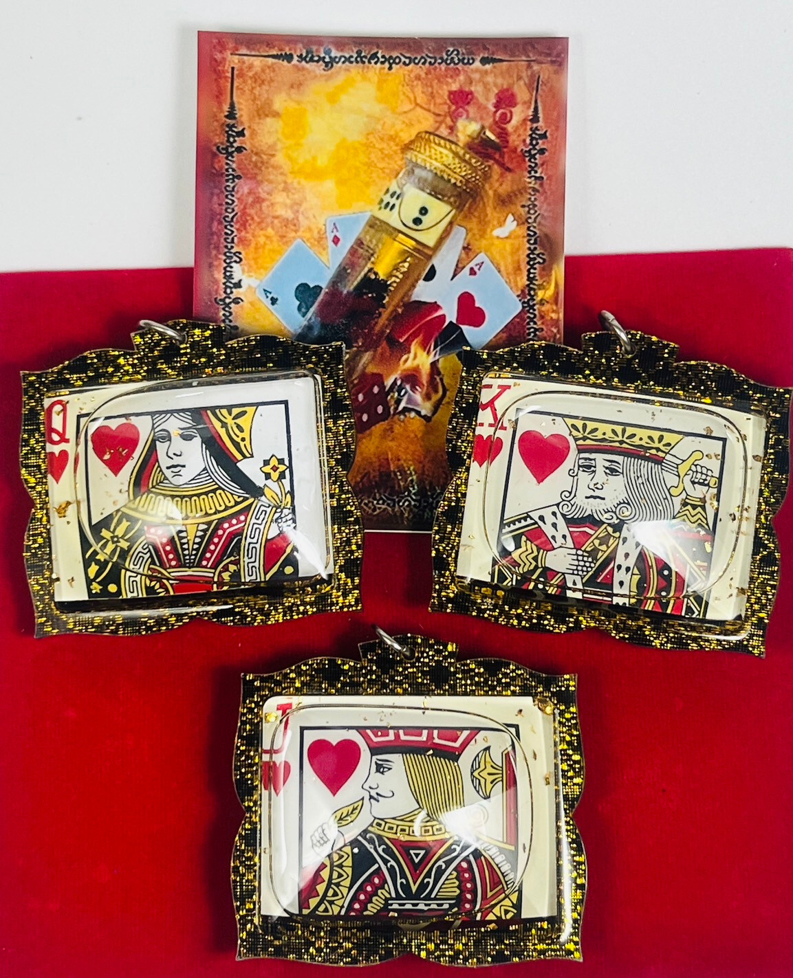 3PCS Winning Gambling Magic Card Locket Money Amulet Pendant Wealth Lucky Gamble