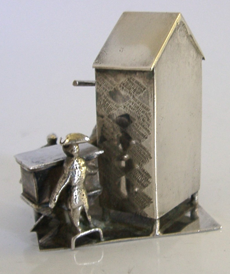 RARE DUTCH 833 SOLID SILVER MINIATURE PUNCH AND JUDY SHOW MODEL 1903