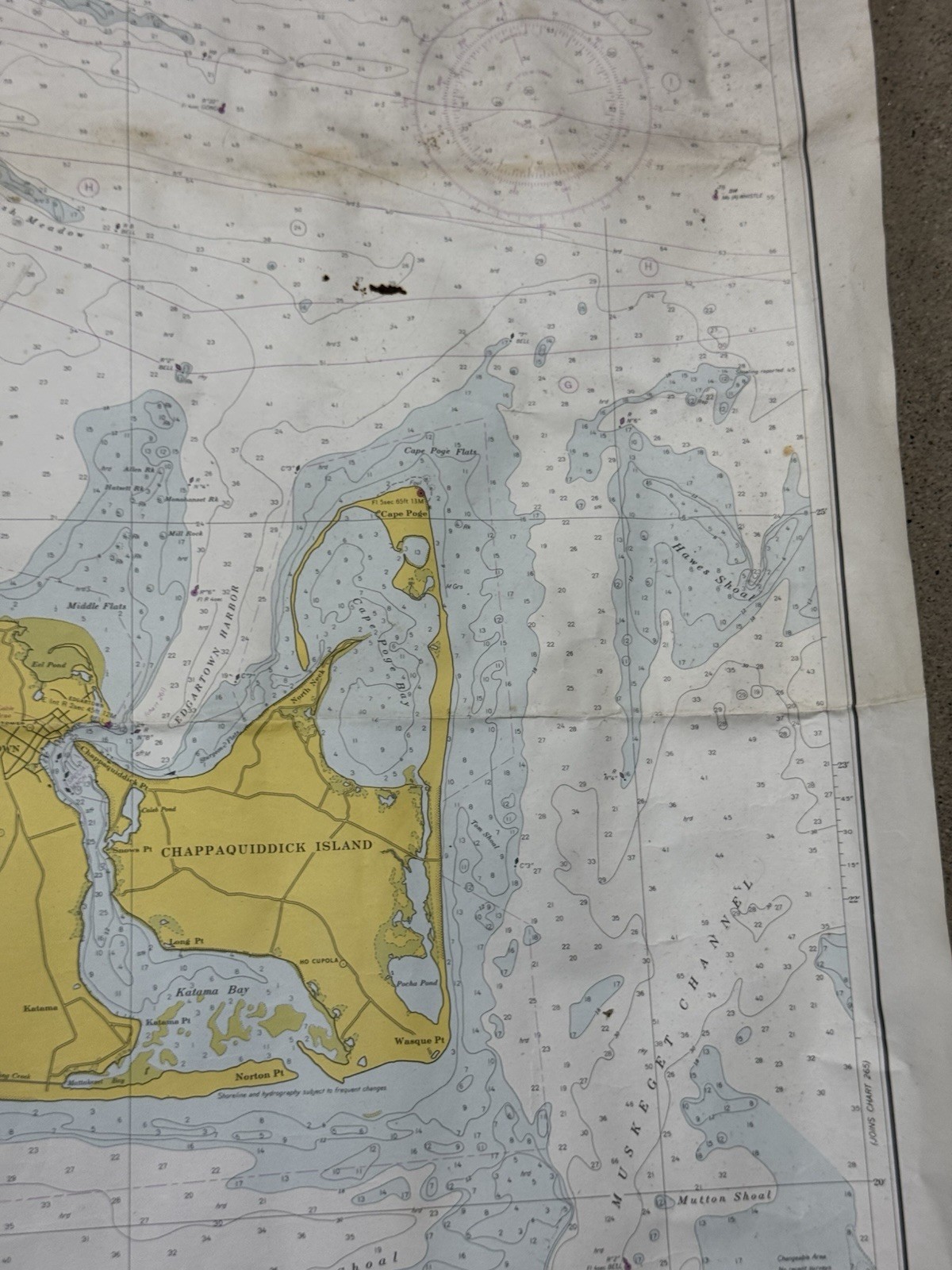 1965 Nautical Chart MARTHA’S VINEYARD 43.5″ x 35.75″ Coast & Geodetic Survey