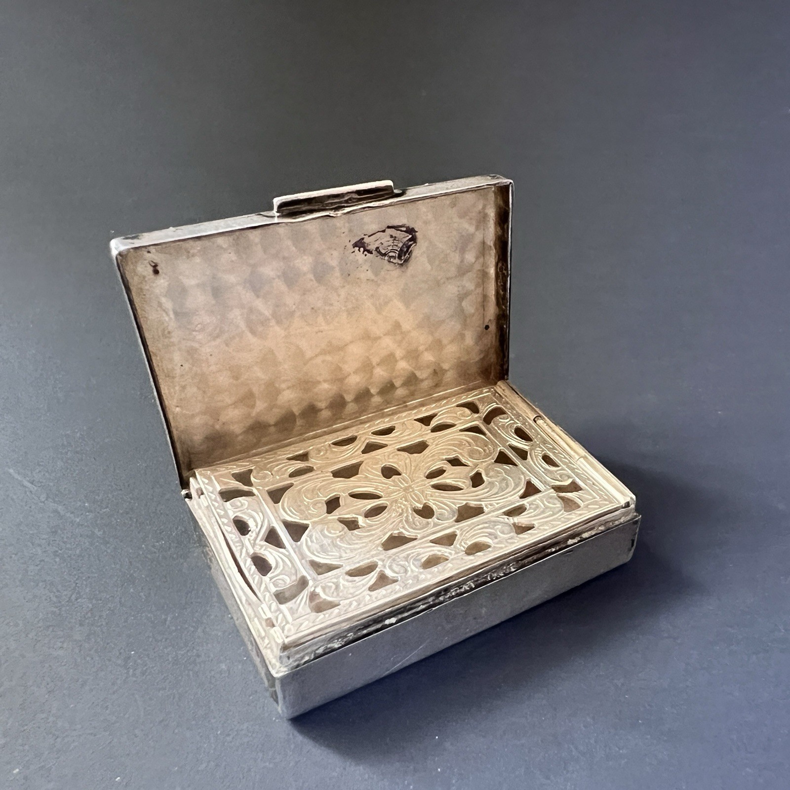 Vintage Sterling Silver Vinaigrette/Scent Box • Mid-20th Century • Jewelry
