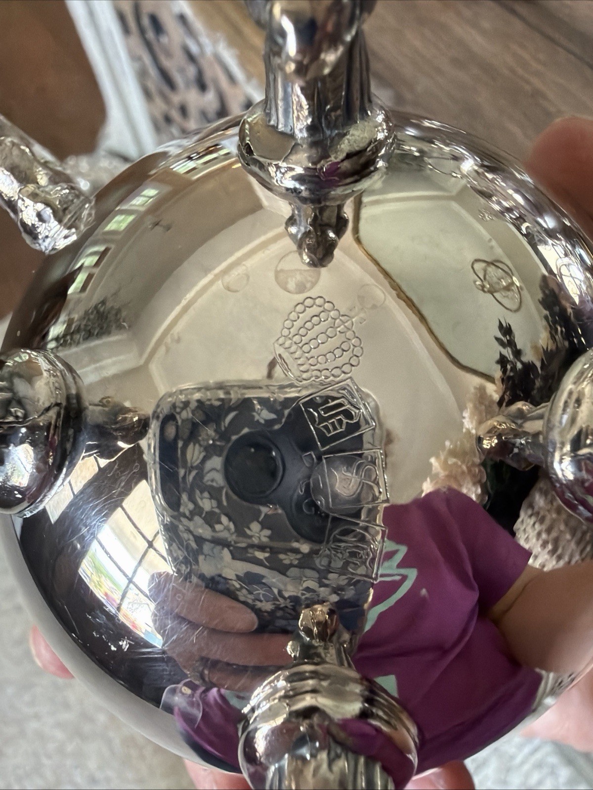Birmingham Silver Tea Set 4 Pc w/ Large Ornate Tray Silverplate