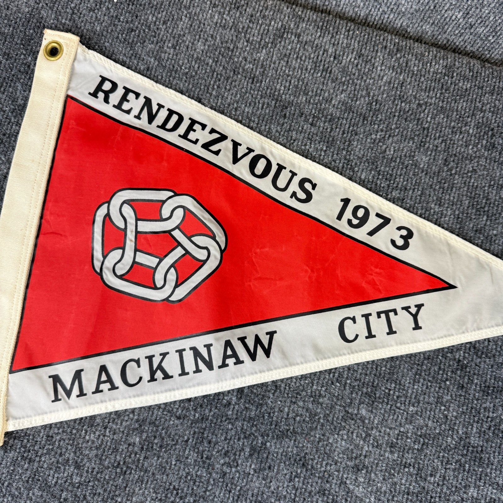 Vintage 70’s Mackinaw Yacht Club Flag Pennant 1973 Rendezvous Great Lakes Rare