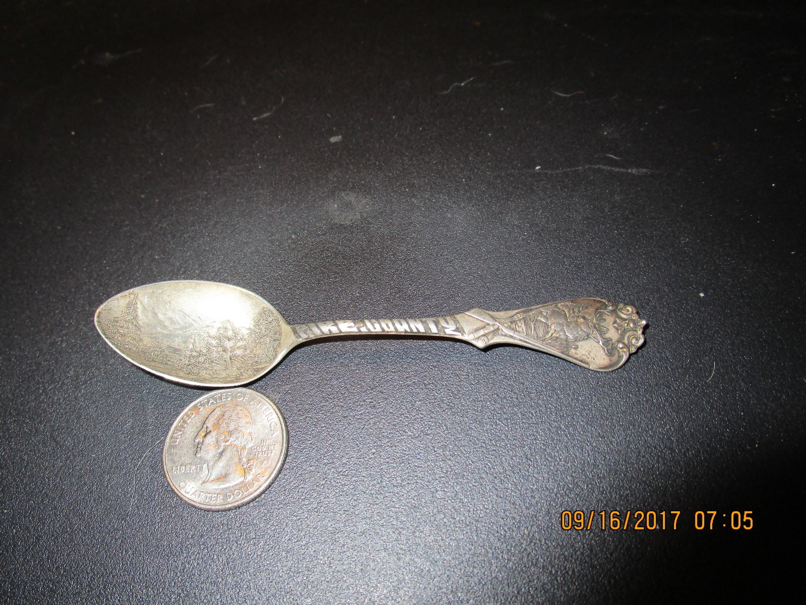 Rare Sterling Silver pike county Souvenir Spoon With Elk & Crossed Rifles