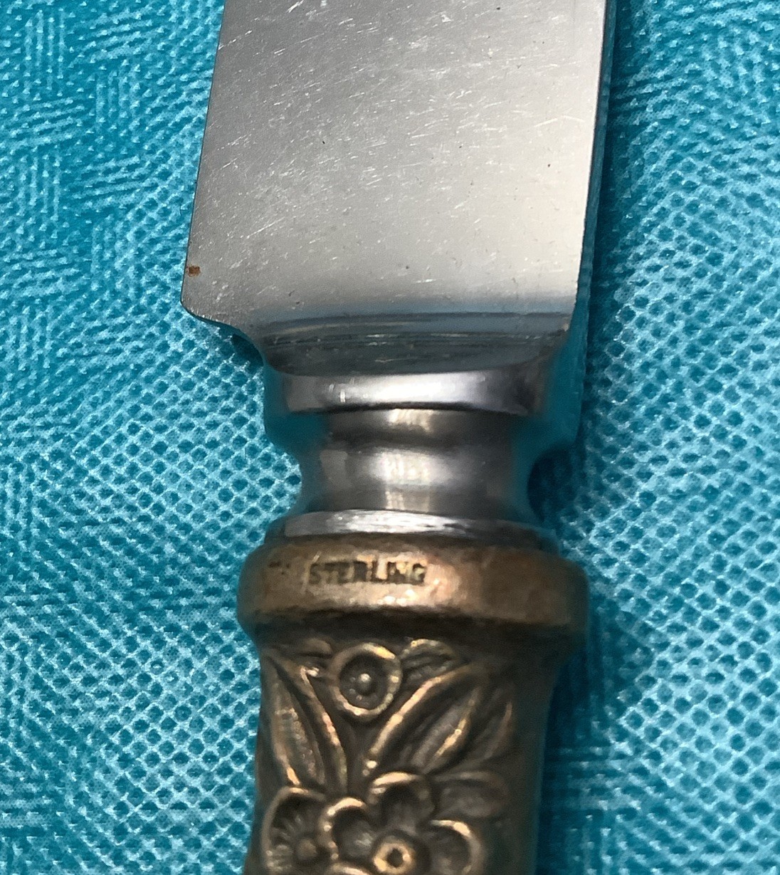 S Kirk & Son Resousse Sterling Hollow Handle Dinner Knife Set 4 No Mono