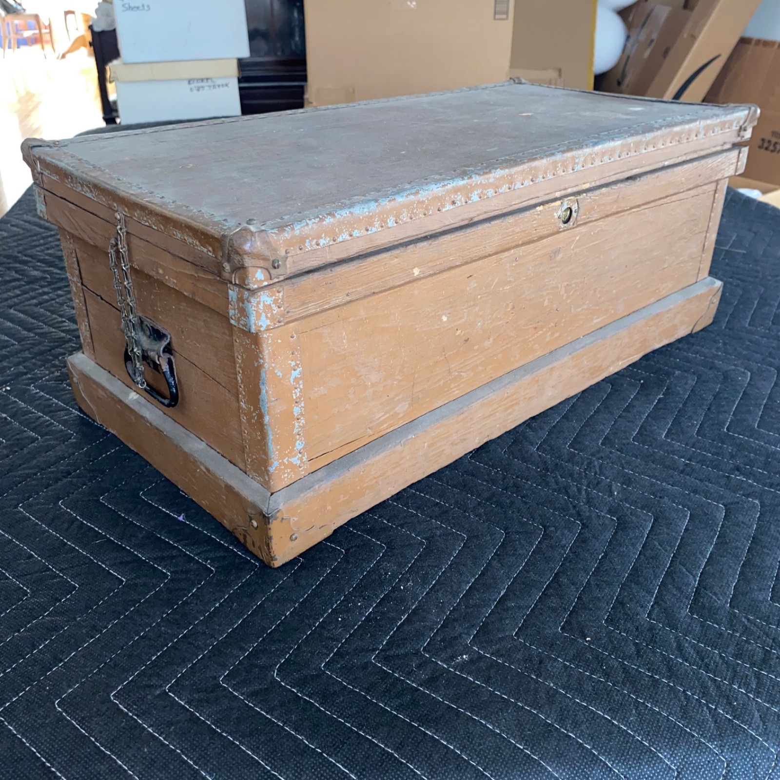 Antique Primitive 21 Inch Carpenter’s Tool Chest Trunk