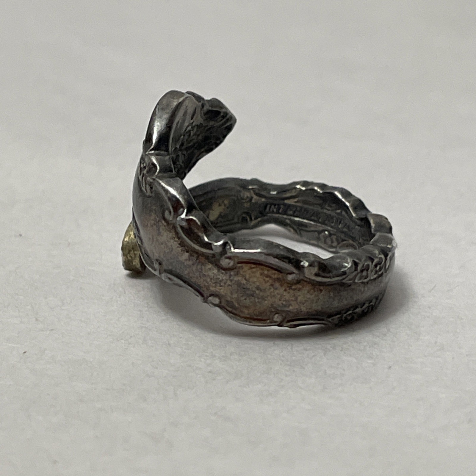 Vintage International Deep Silver Spoon Ring Size 6