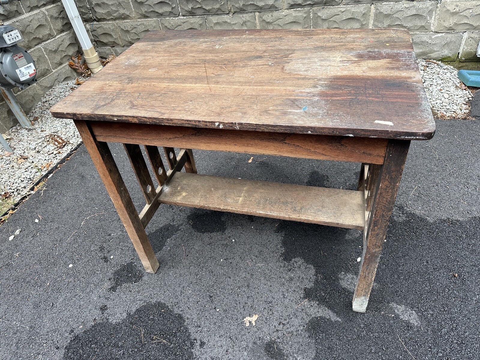 Genuine Antique Mission Oak Desk Compact Size 24” x 36” x 30” for Restoration