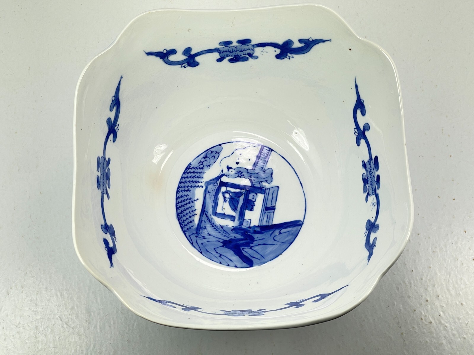 Vintage Antique 1725-1735 Chinese Yongzheng Qing Dynasty Bowl Cobalt Blue White