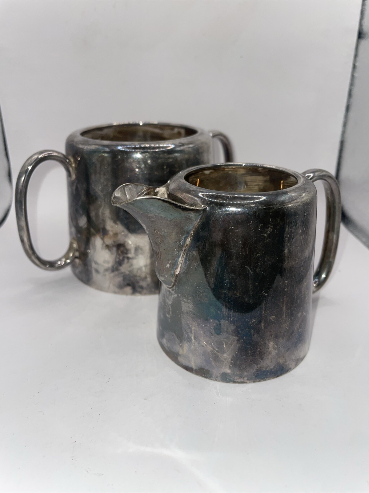 Antique Frank Cobb & Co Sheffield EPNS Creamer & Sugar Bowl Set c.1930s
