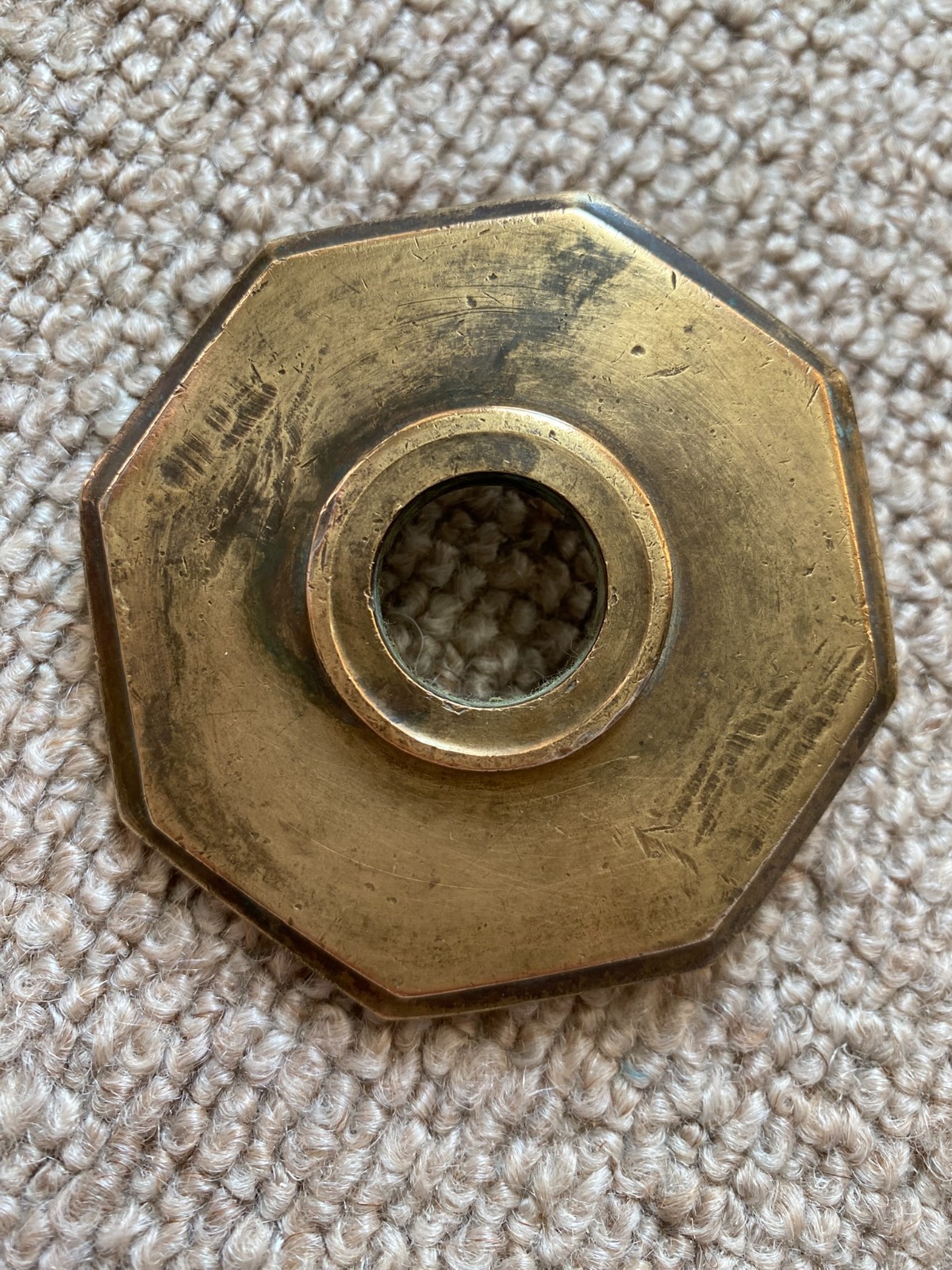 RECLIAMED ORIGINAL LARGE CAST BRASS DOOR KNOB BACK PLATE