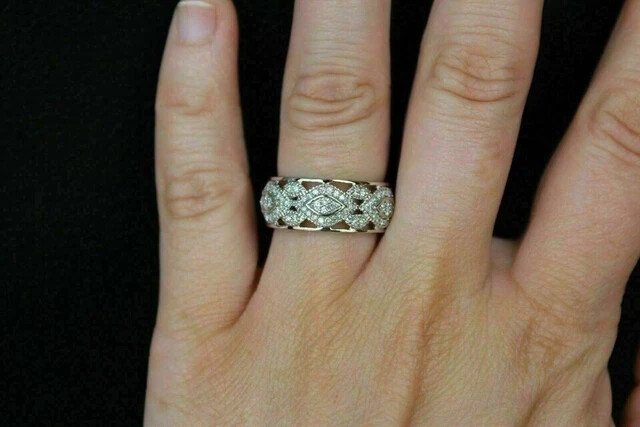 0.95 Ct Round lab created Diamond Wedding Engagement Band Ring White Finish