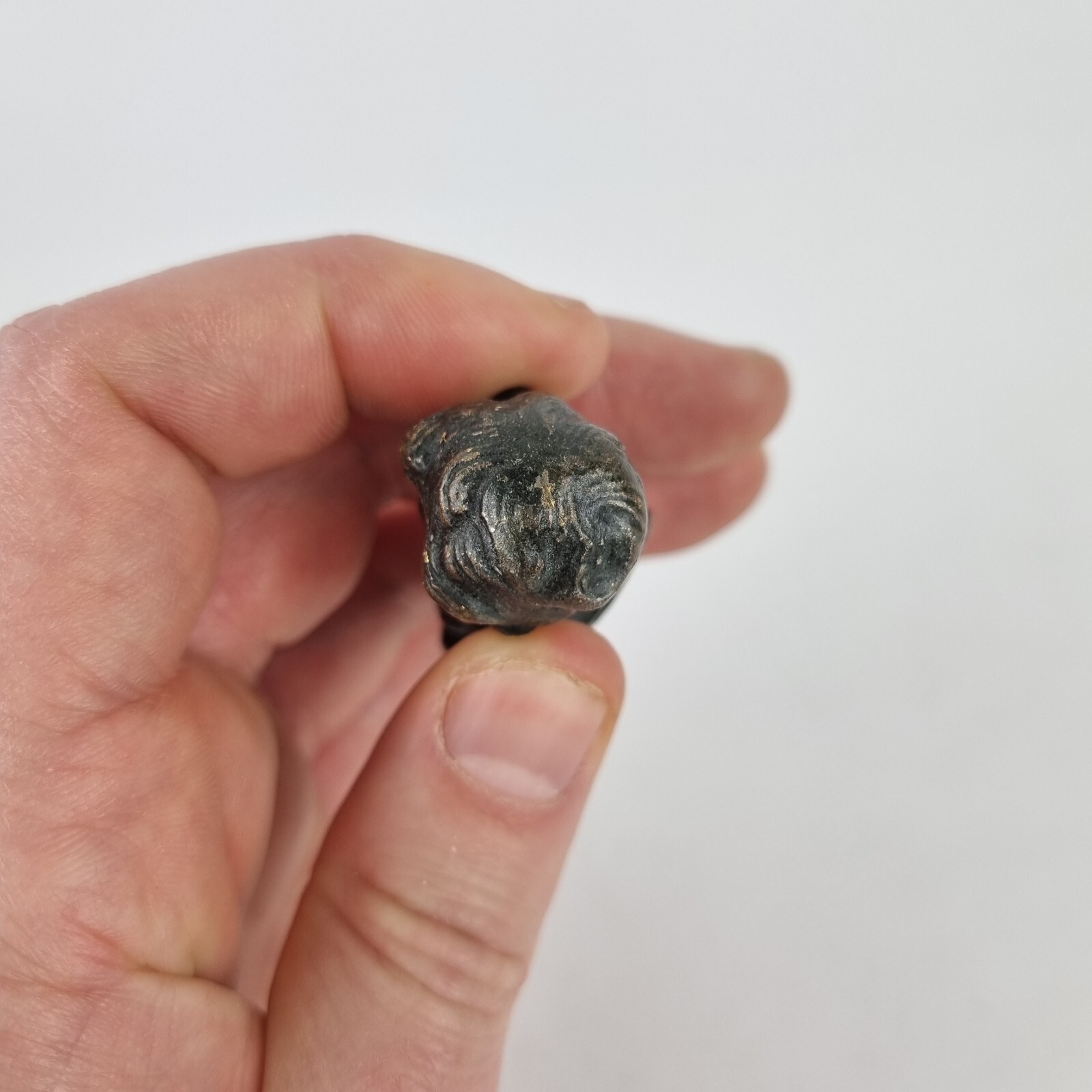 Antique 19th Century Bronze Desk Seal Form Of A Cherub 9.5cm Long