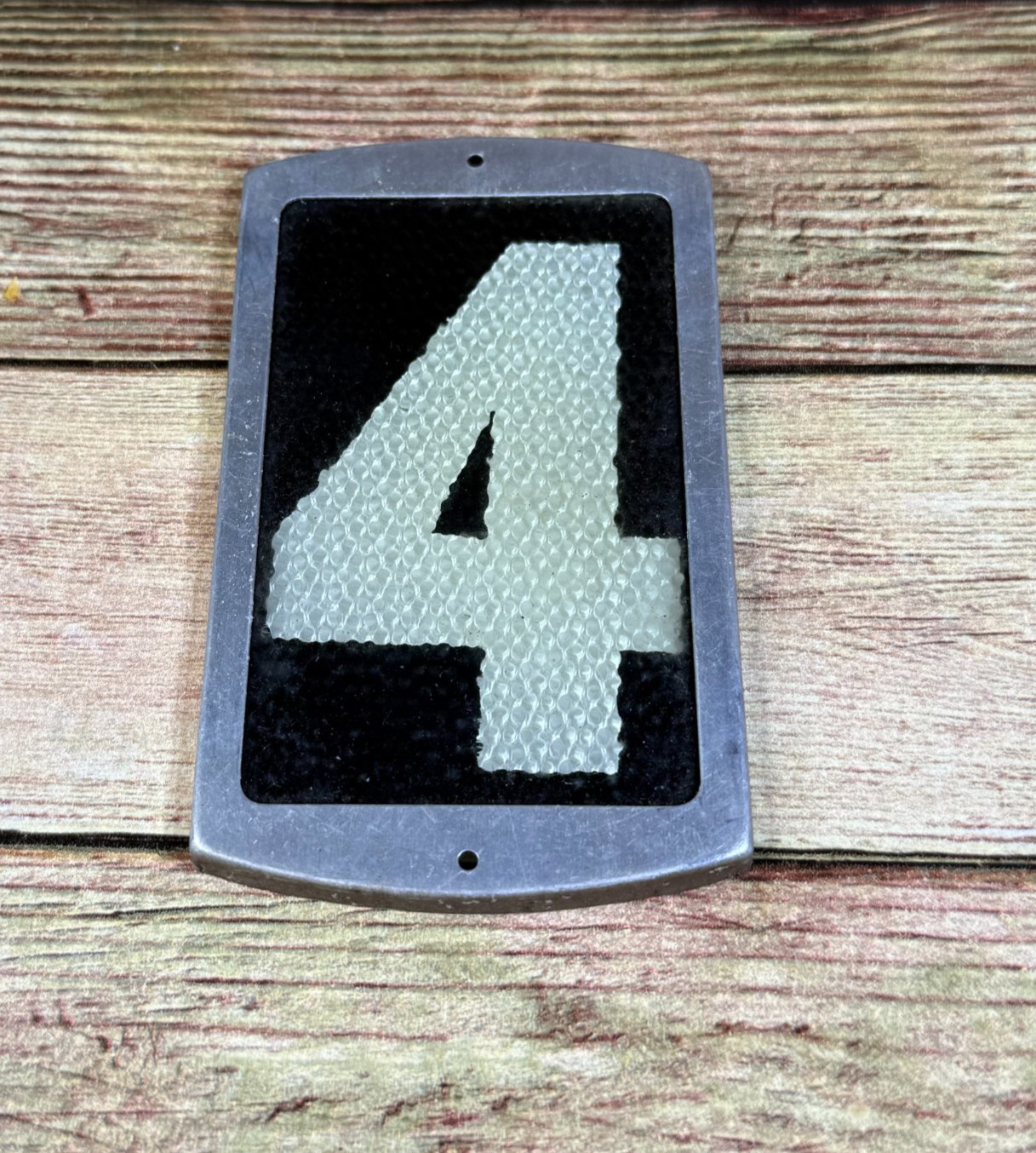 RE-FLECT-O-LITE House Number 4 Antique Glass Aluminum Reflecting Vintage 50s 60s