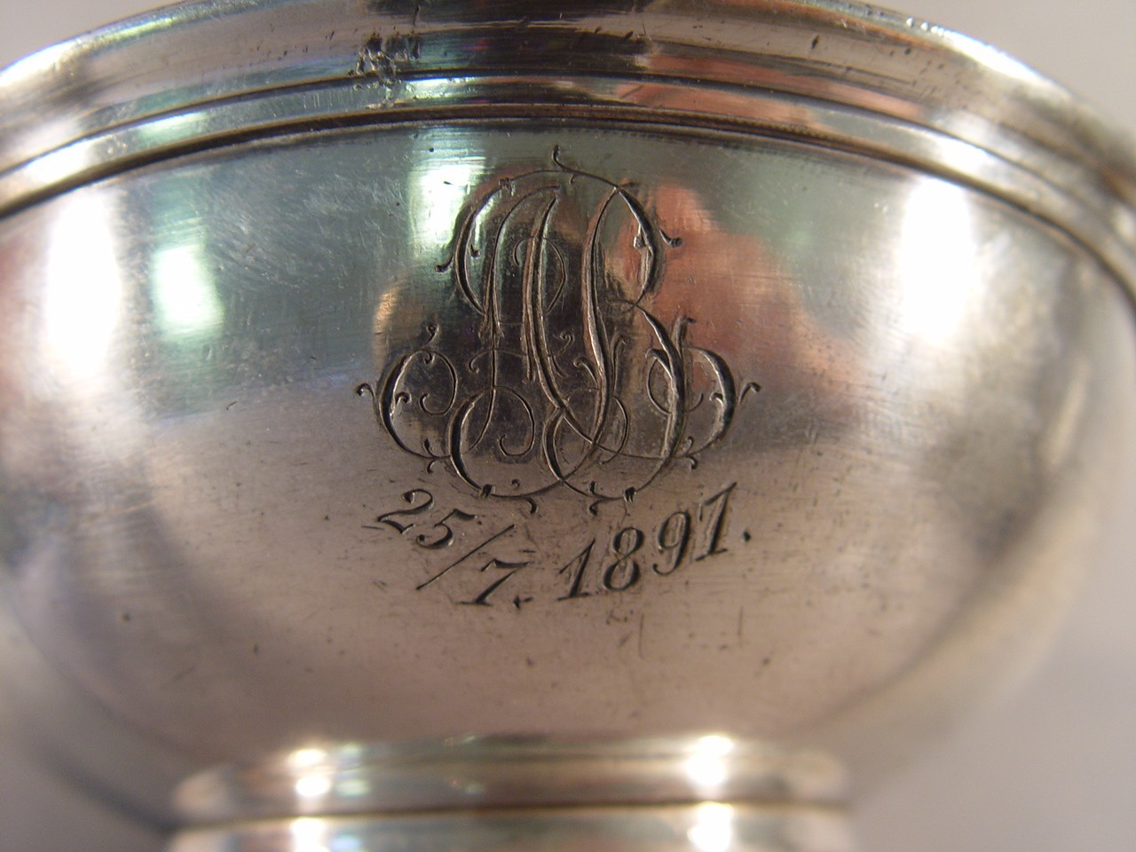 152029 Silver-Plated Gift Bowl Engraving “AR/AB 25 / 7.1897” Gerhardi 1580
