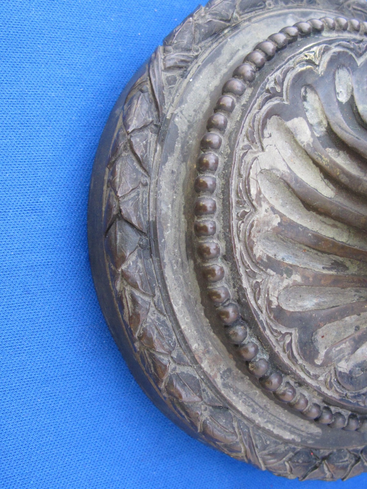 Antique NEOCLASSICAL Bronze CANDLESTICK-Acanthus Leaves & Swags-Dark Patina