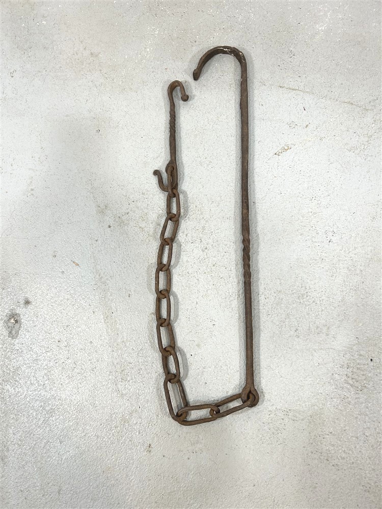 antique chain pot hook 64 in. caldron tripod outdoor/camp cooking 18th 19th real