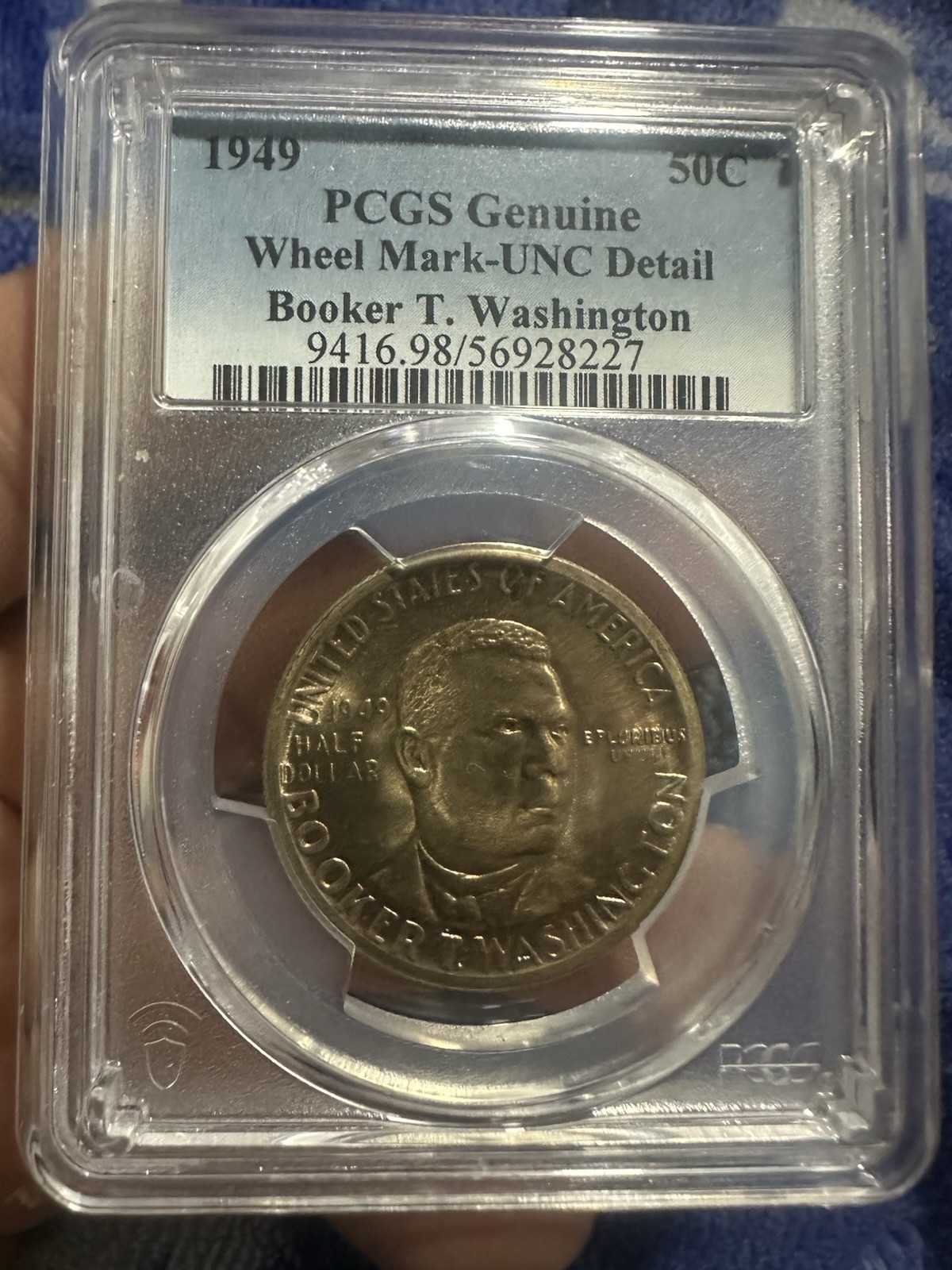 1949 B.T. Washington Half Dollar Coin, Toned Uncirculated Detail Only 6K Minted