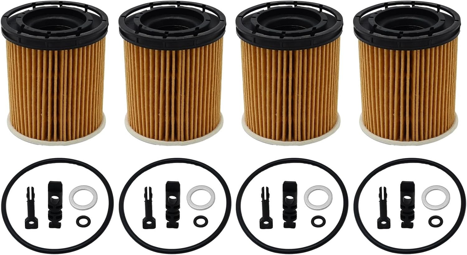 26350-2M000 Set of 4 Engine Oil Filter with Seals Pack Replacement for Hyundai A