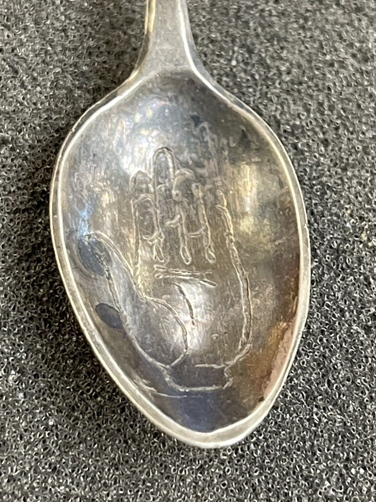 Antique Bologna Italian Silver Hamsa Hand Demitasse Spoon…………………..TH963