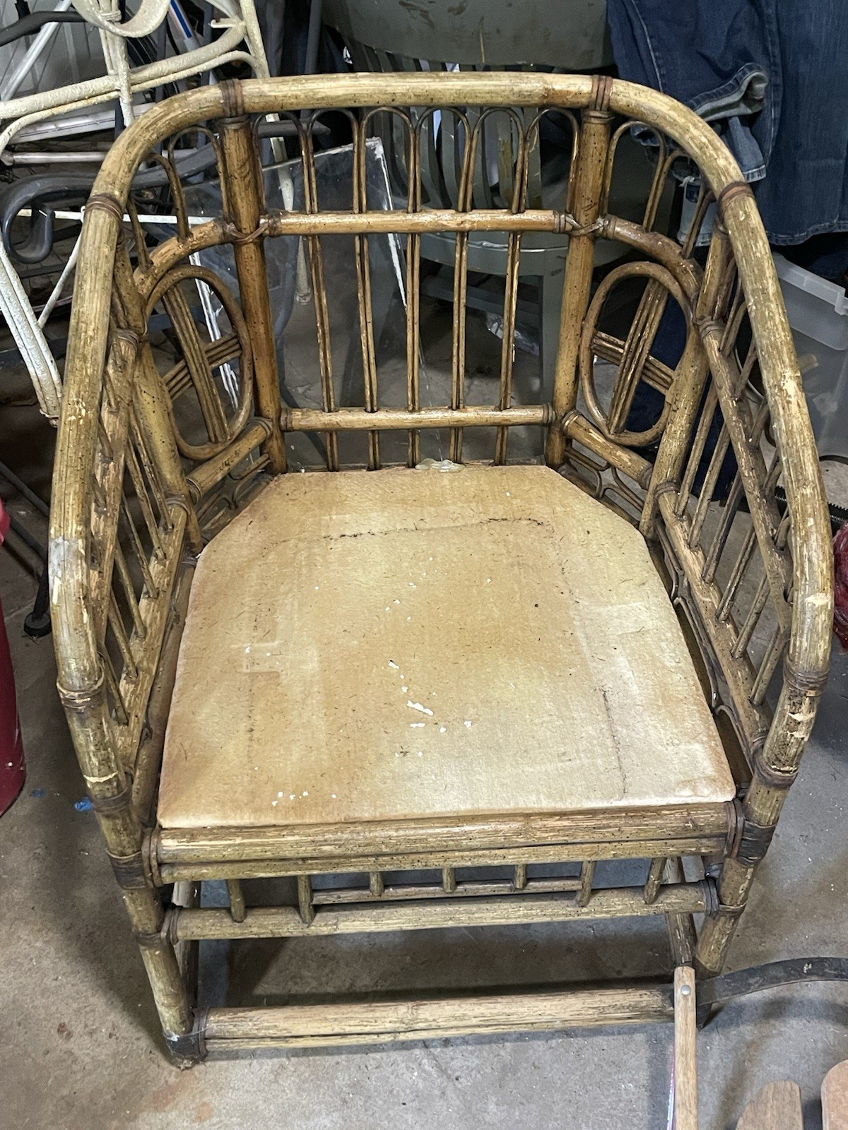 Mid-20th Century Rattan Tub Side Chair by Lewittes Rattan