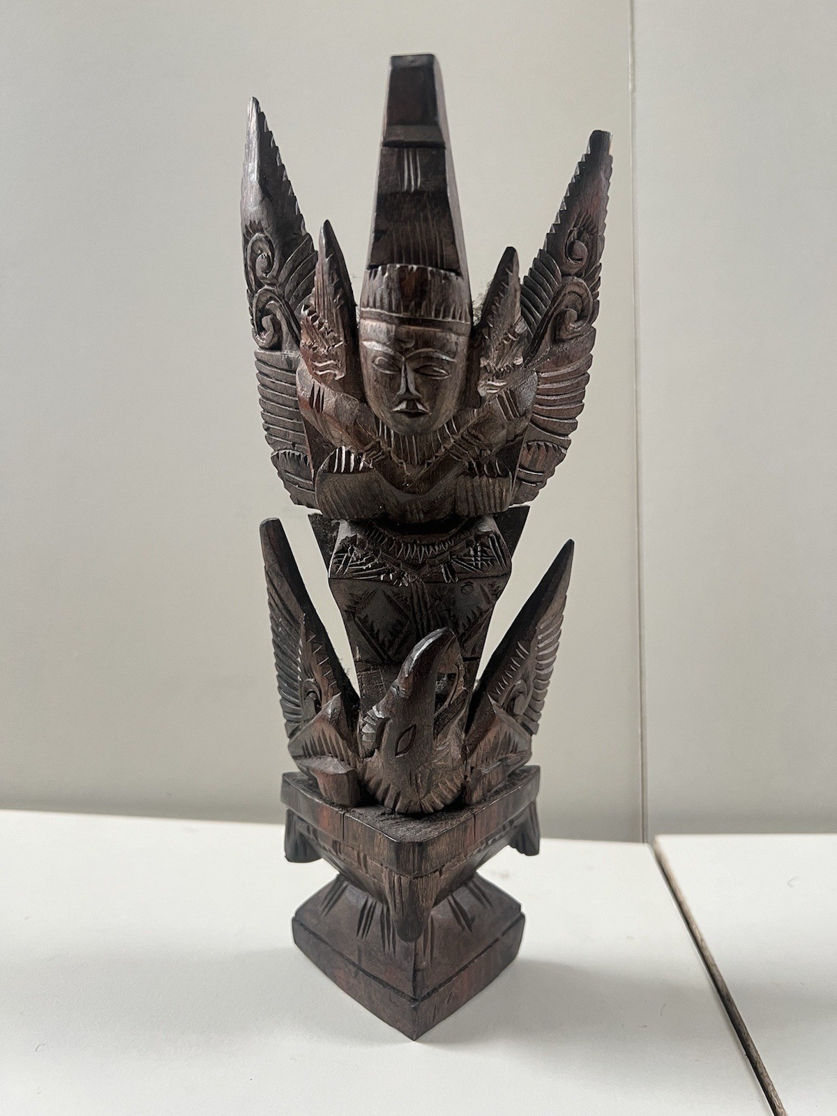 Vishnu Garuda Statue Hand Carved Wood Sculpture Bali Indonesia Free Post UK 24cm