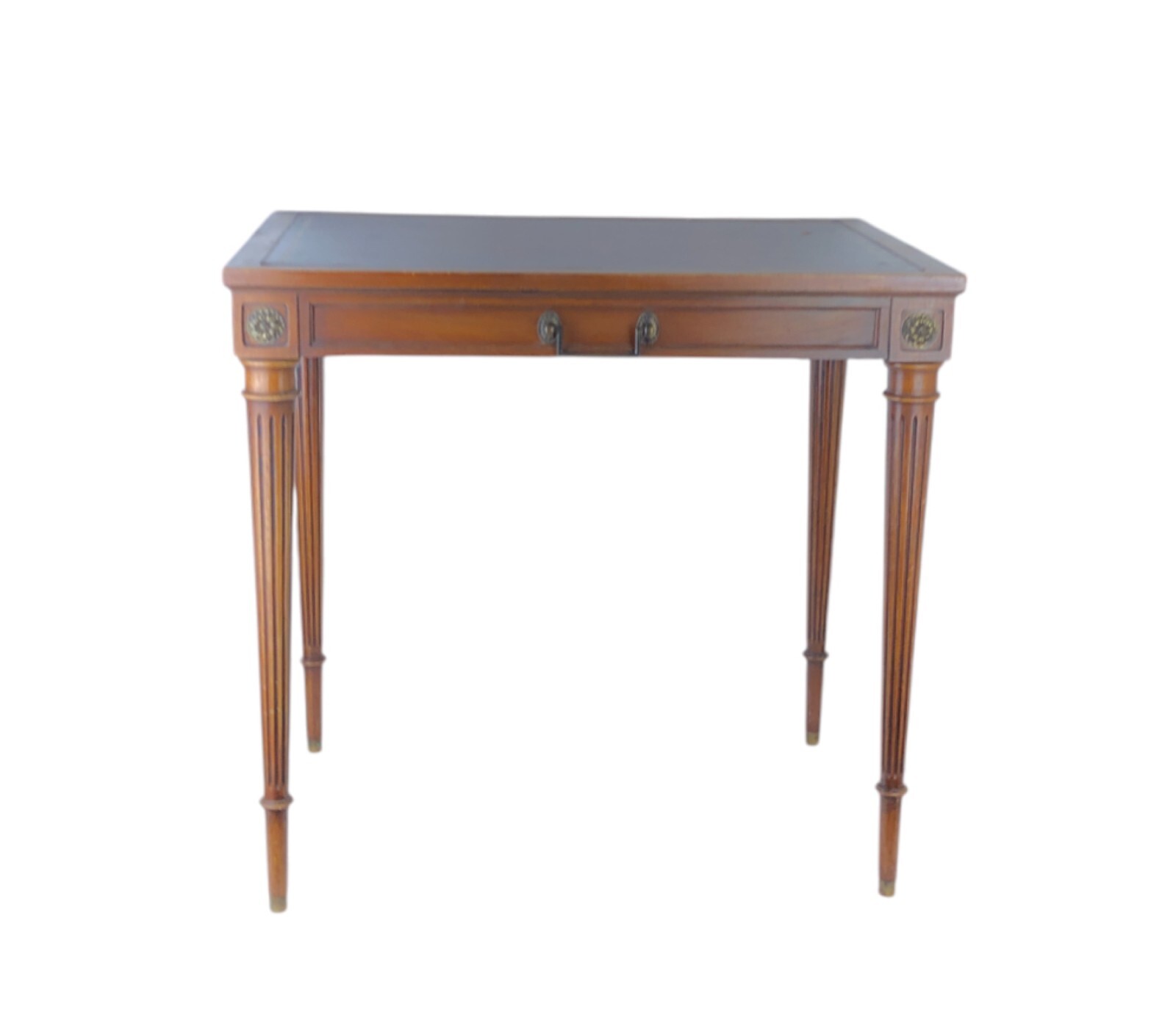1930s Vintage Weiman Heirloom Leather Top Sheraton Style Table w/ 2 Leaves 412