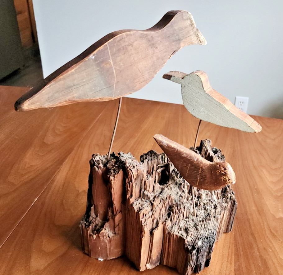 Vintage Driftwood Handmade Seagull Folk Art Birds Beach Nautical Primitive
