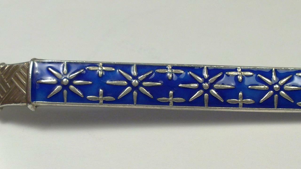 Vintage Sterling Silver & Enamel Caddy Spoon (4 ¾”) by J. Tostrup – Norway