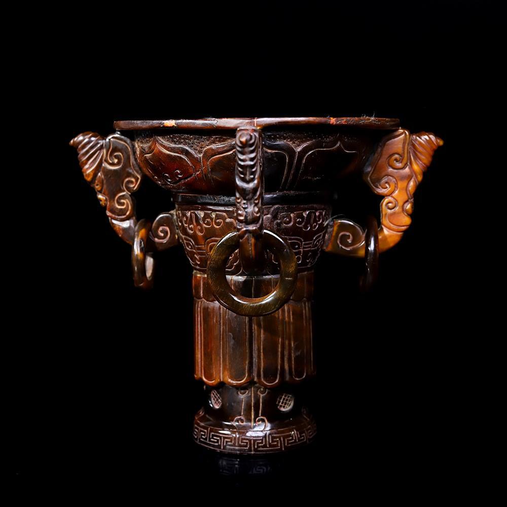 Qianlong Old Chinese Statue Cup w/ear N1005