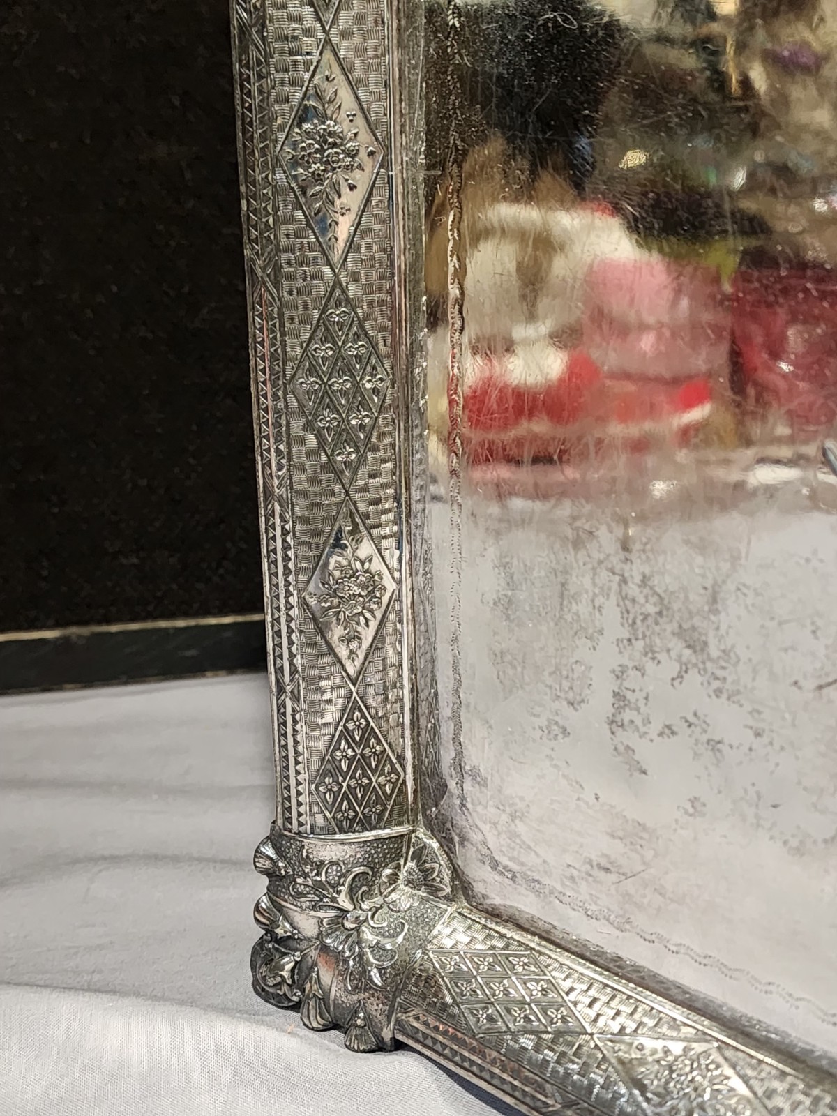 WEBSTER & BROS Antique Aesthetic Movement Quadruple Silver Plate Tray 16.5″ 12″