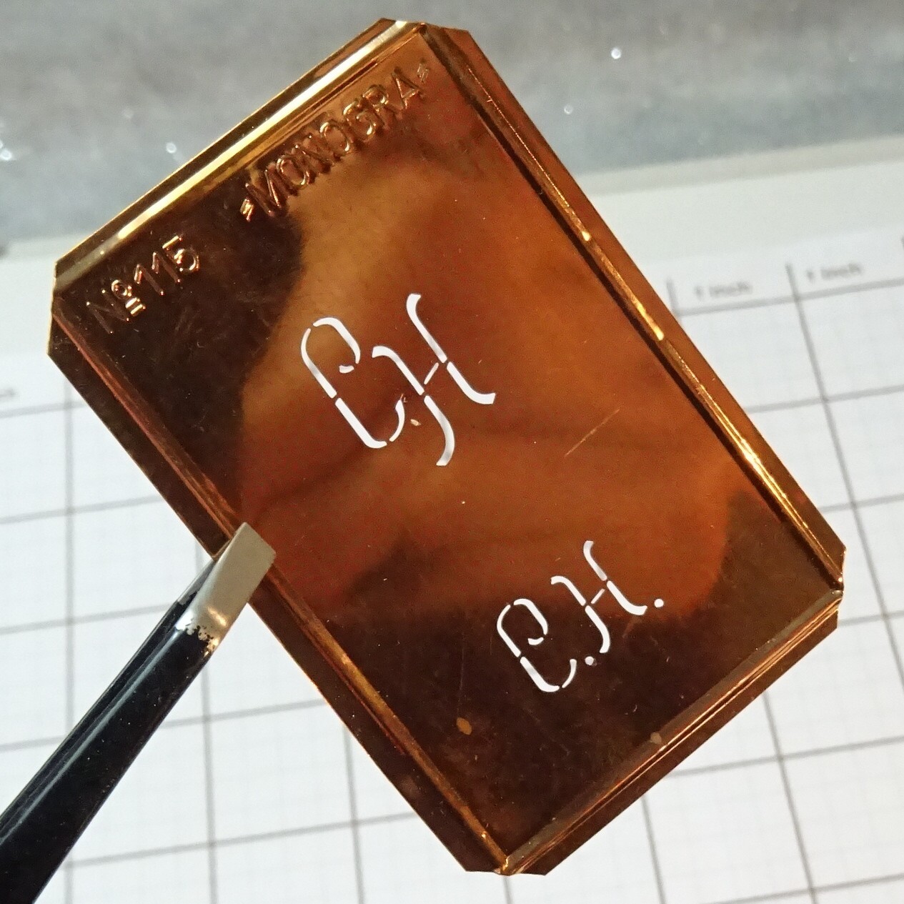 CH C H HC monogram initials letters copper stencil antique calligraphy name sign