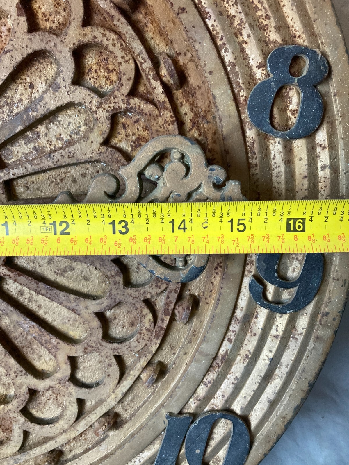 19″ Antique Cast Iron Elevator Floor Indicator Dial Brass Numbers Arrow 128-26E