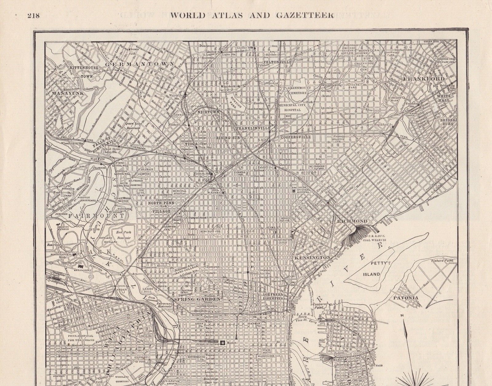 1905 Antique Map – CITY OF PHILADELPHIA, Pennsylvania – Business District Detail