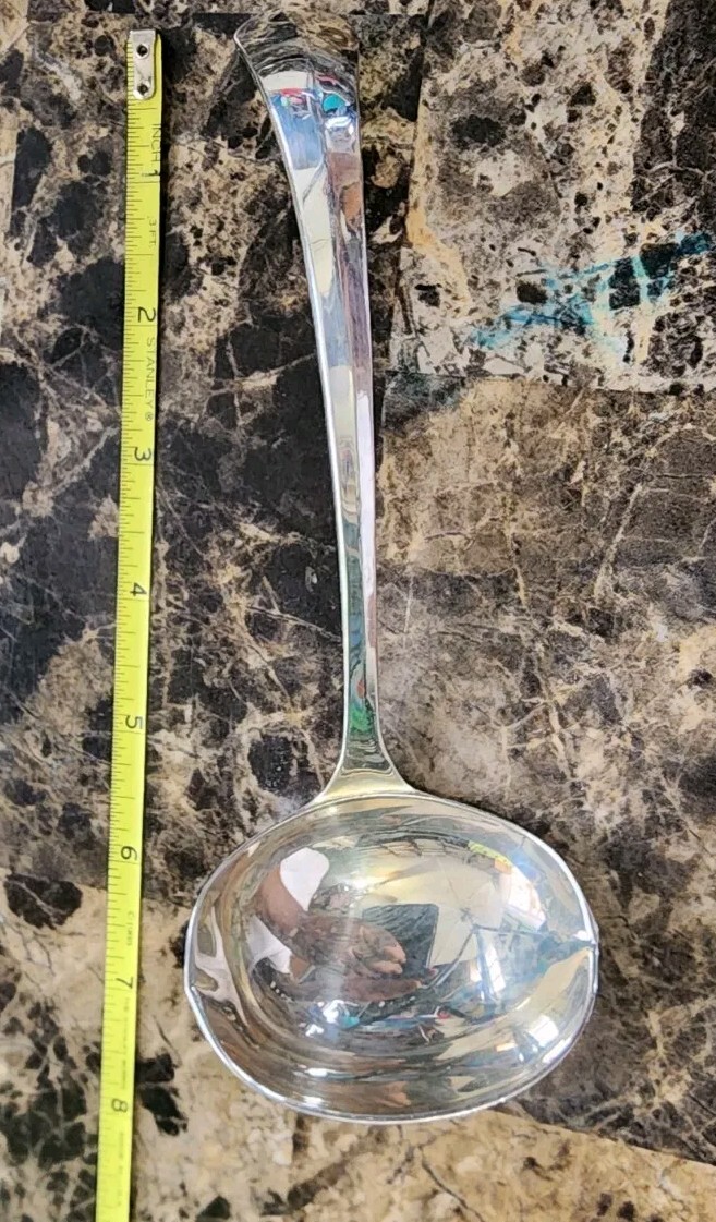 👌VINTAGE GERITY SILVERPLATED GEORGIAN PATTERN DOUBLE-SPOUTED GRAVY LADLE 🤎