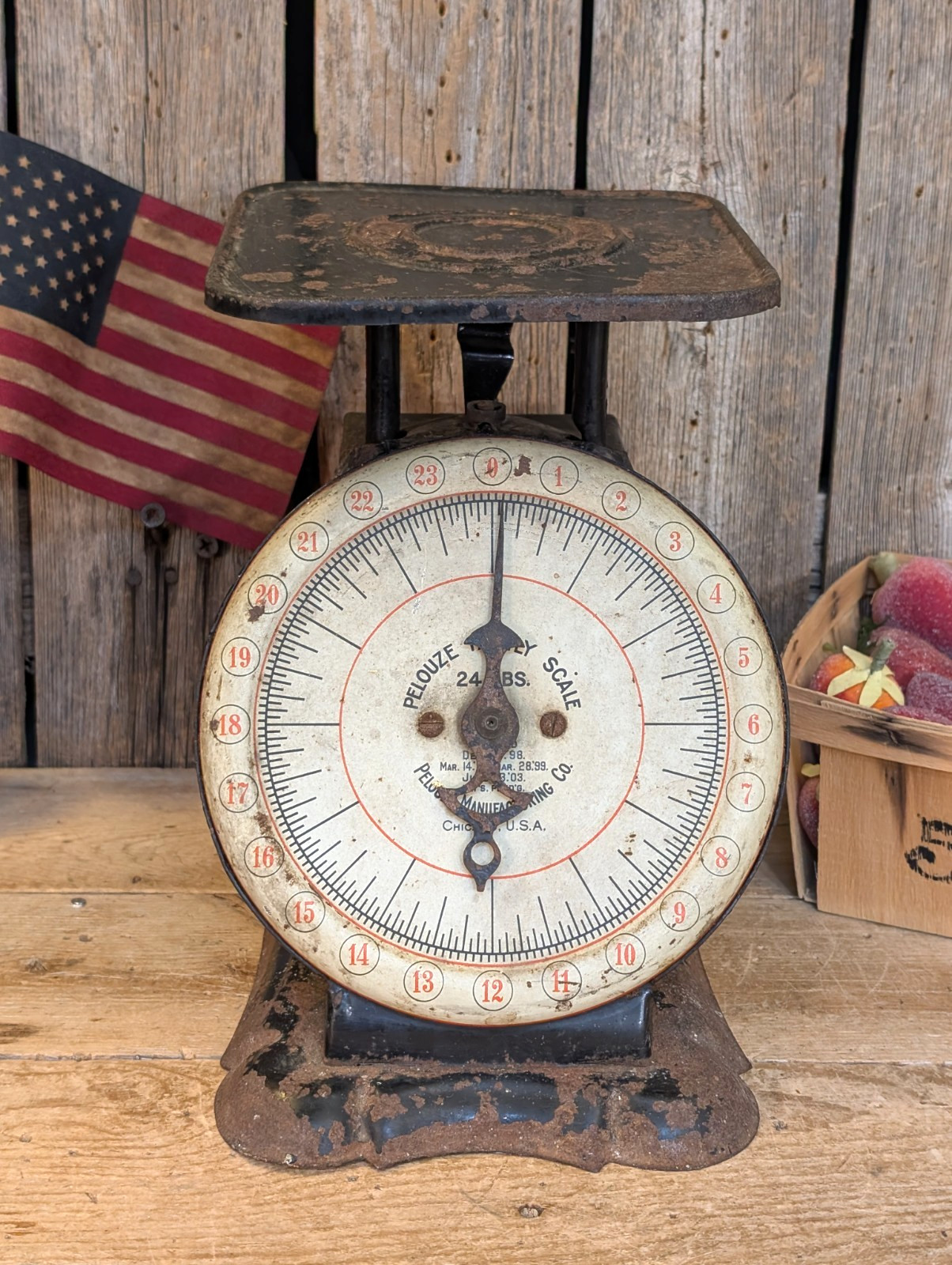 Antique 1903 Rustic Farmhouse Kitchen Scale Patriotic American Eagle Image WORKS