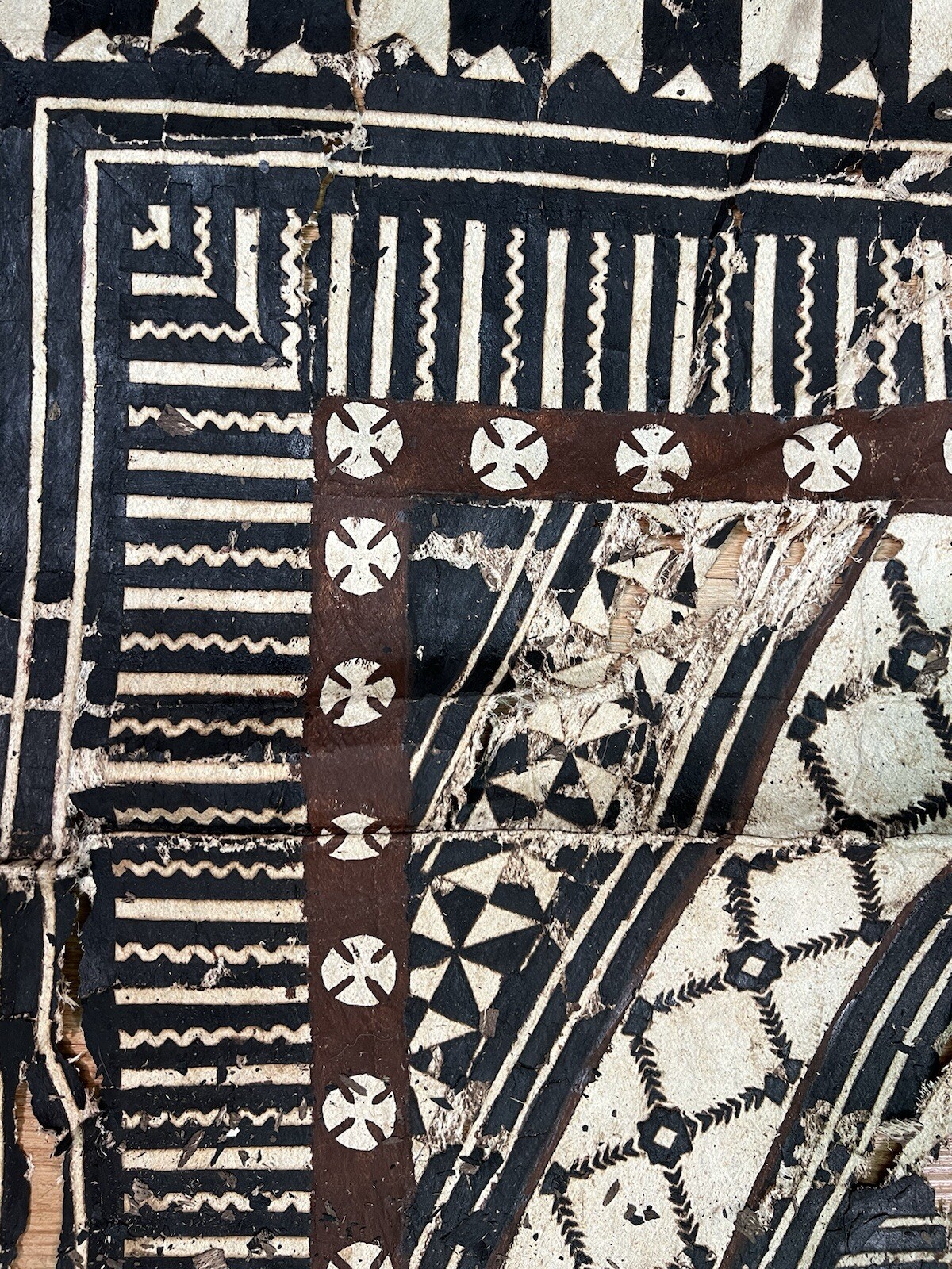 Samoa Tuvalu Polychrome Bark cloth floor mat ca. first half of the 20th c.