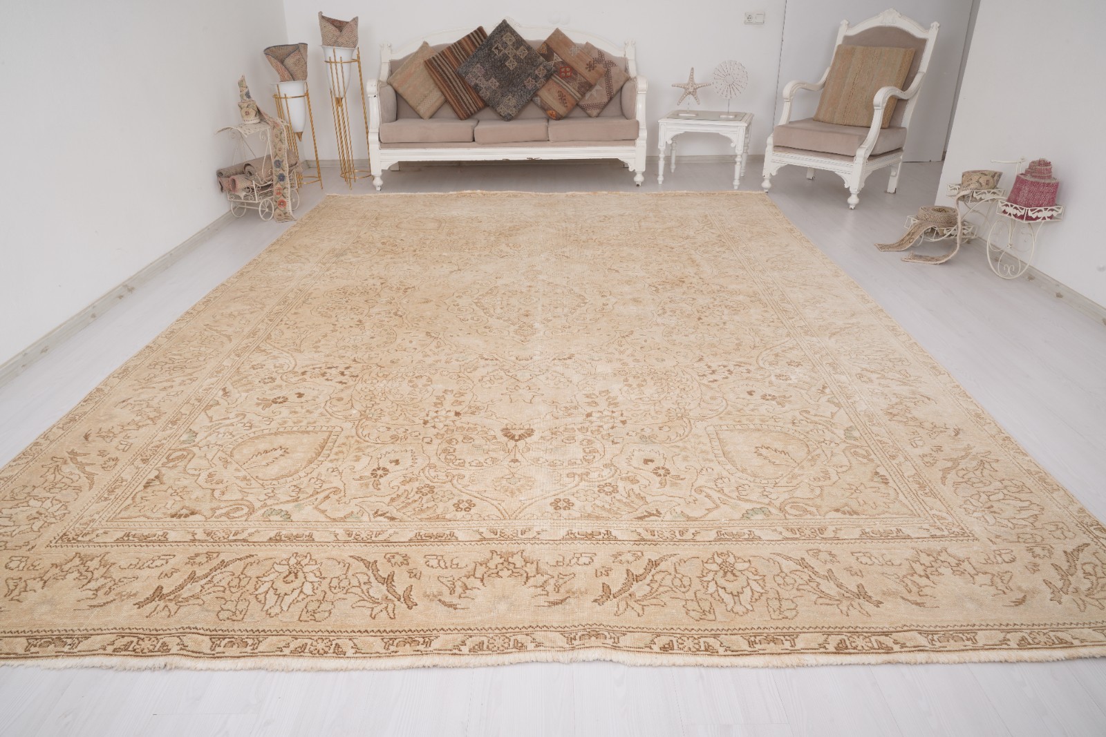 10×13 Turkish Antique Large Rug Handmade Oushak Vintage Oversize Carpet 110