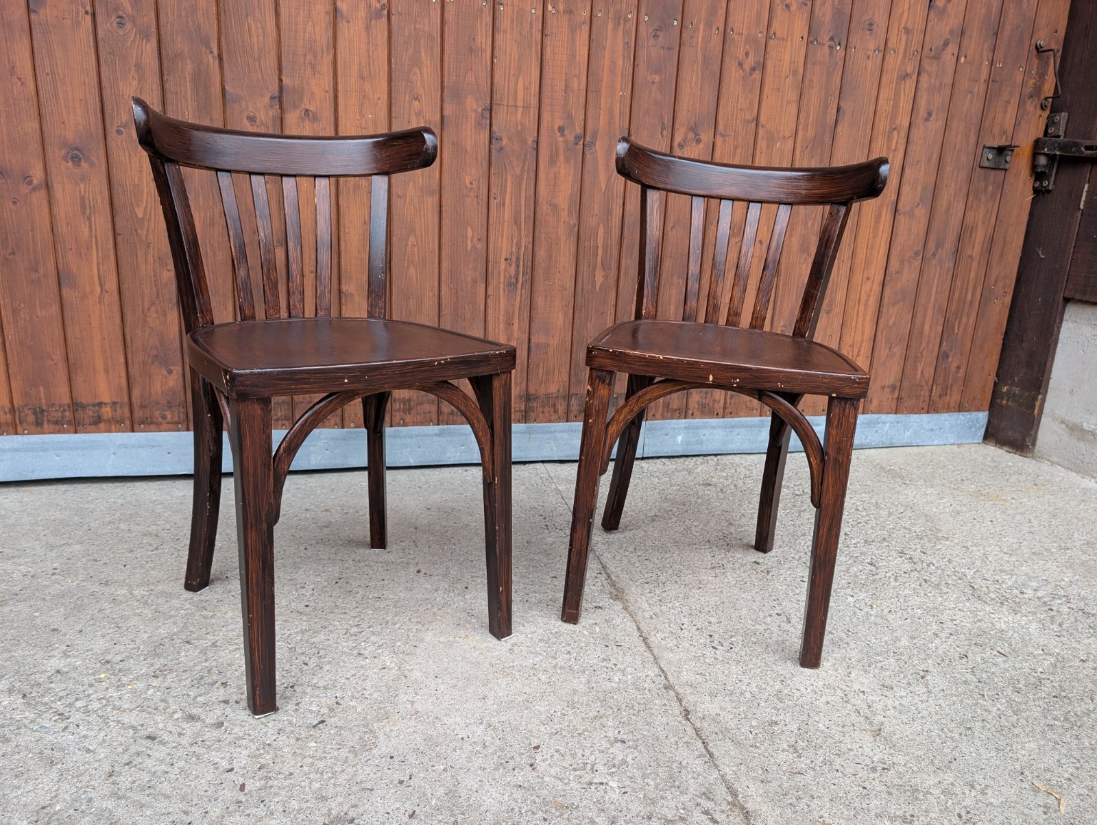 2x Vintage Postmodern Dining Chair 70s 80s Dark Brown Wood