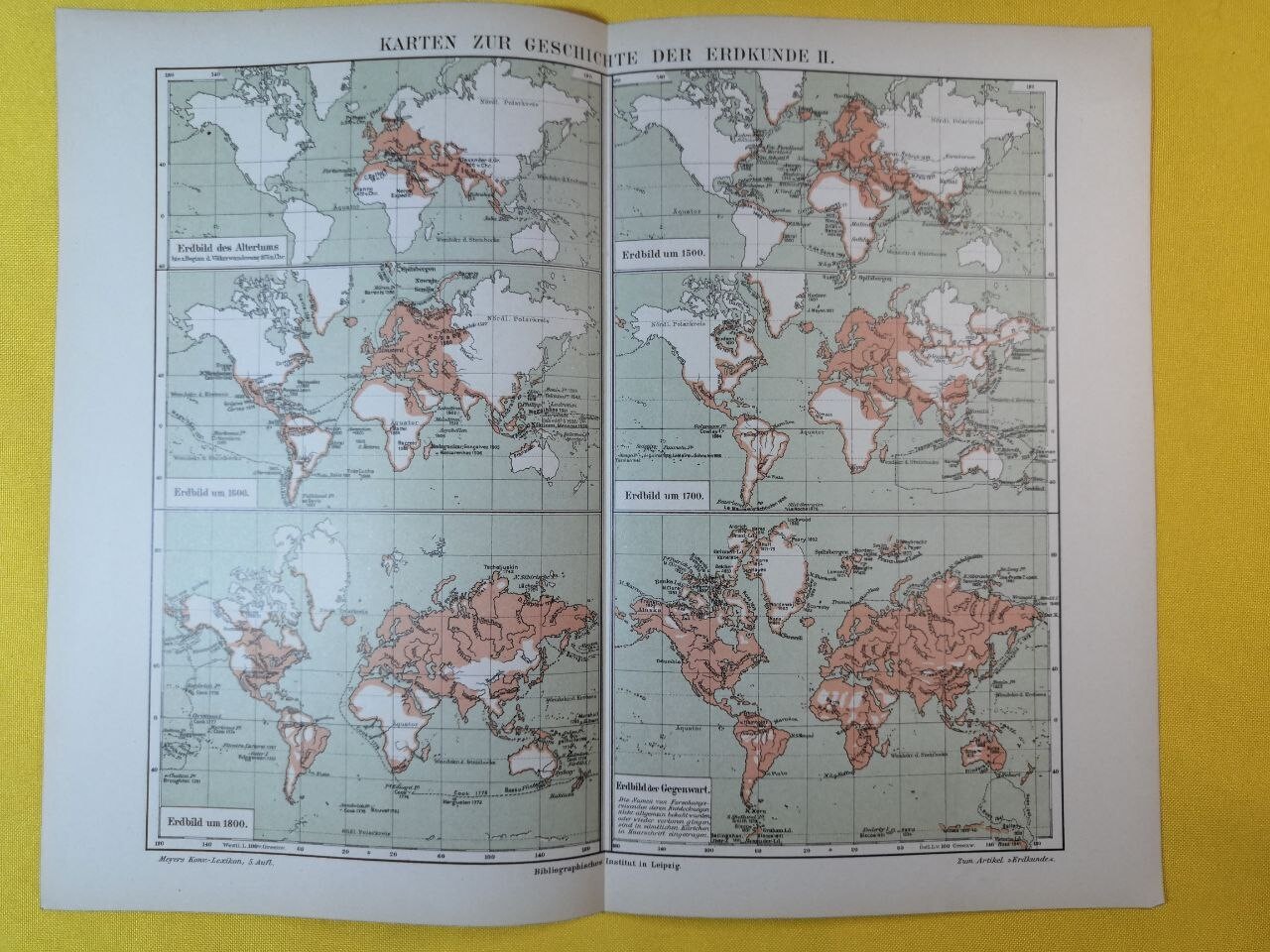 1897 HISTORY OF THE WORLD Map Atlas Vintage Color Continents 11.5 x 9.5″- C19-5