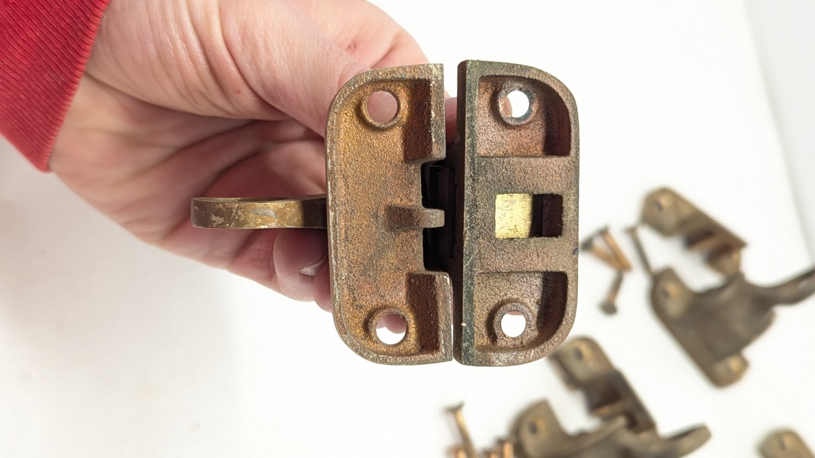1910s 1920s Vintage Brass Handle Window Lock Set Ready to Install Lot Of 8