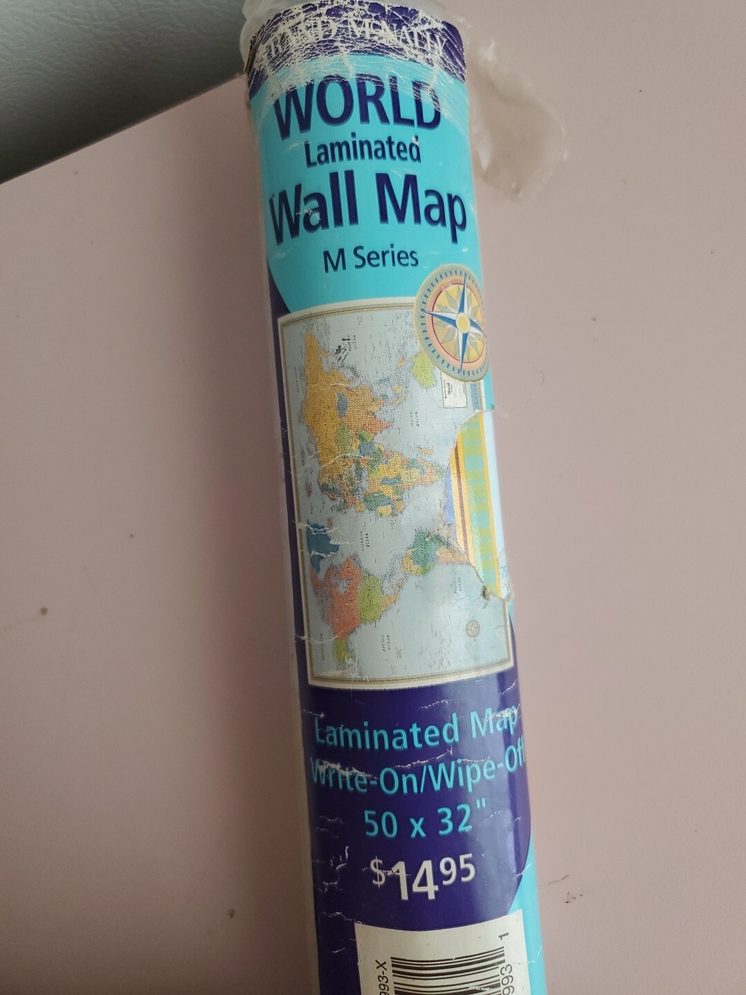 LAMINATED WORLD WALL MAP M SERIES 50 X 32 INCHES