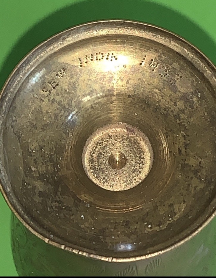 Antique/Vintage Brass Flower Vase Etched Pattern HandMade Stamped Sew India 143J