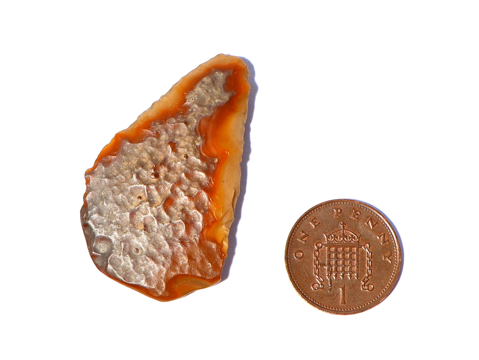 Prehistoric Neolithic SECONDARY Worked Flint Arrowhead Scraper ? #TA