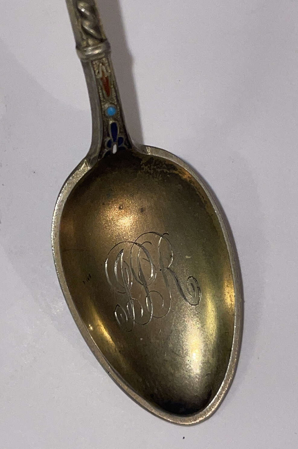 David Andersen 925 Sterling Silver Enameled Spoon 4 1/2” 11 Grams Monogram