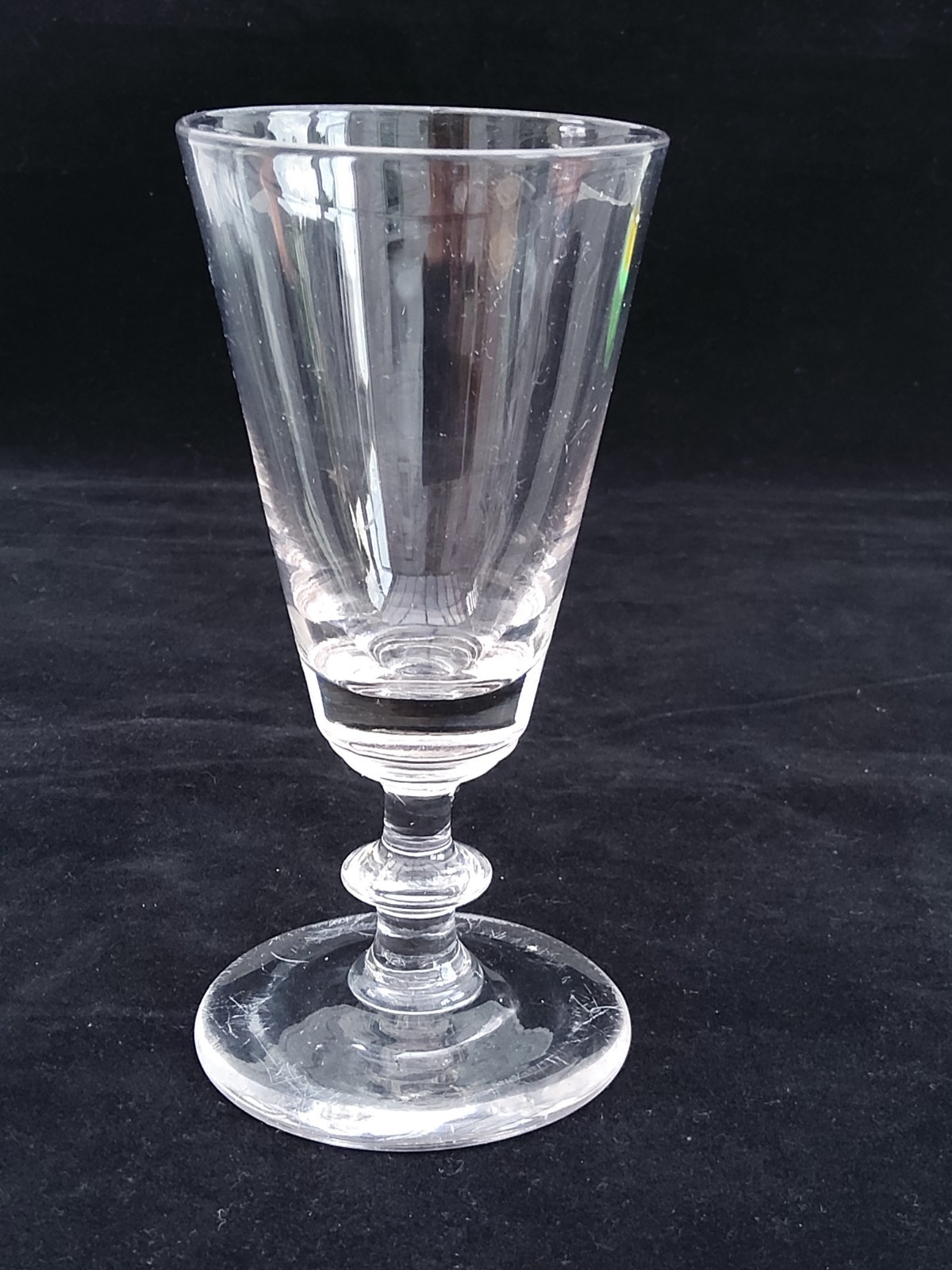 Georgian drinking glass,funnel shaped,bladed stem,ground pontil,c 1800-30