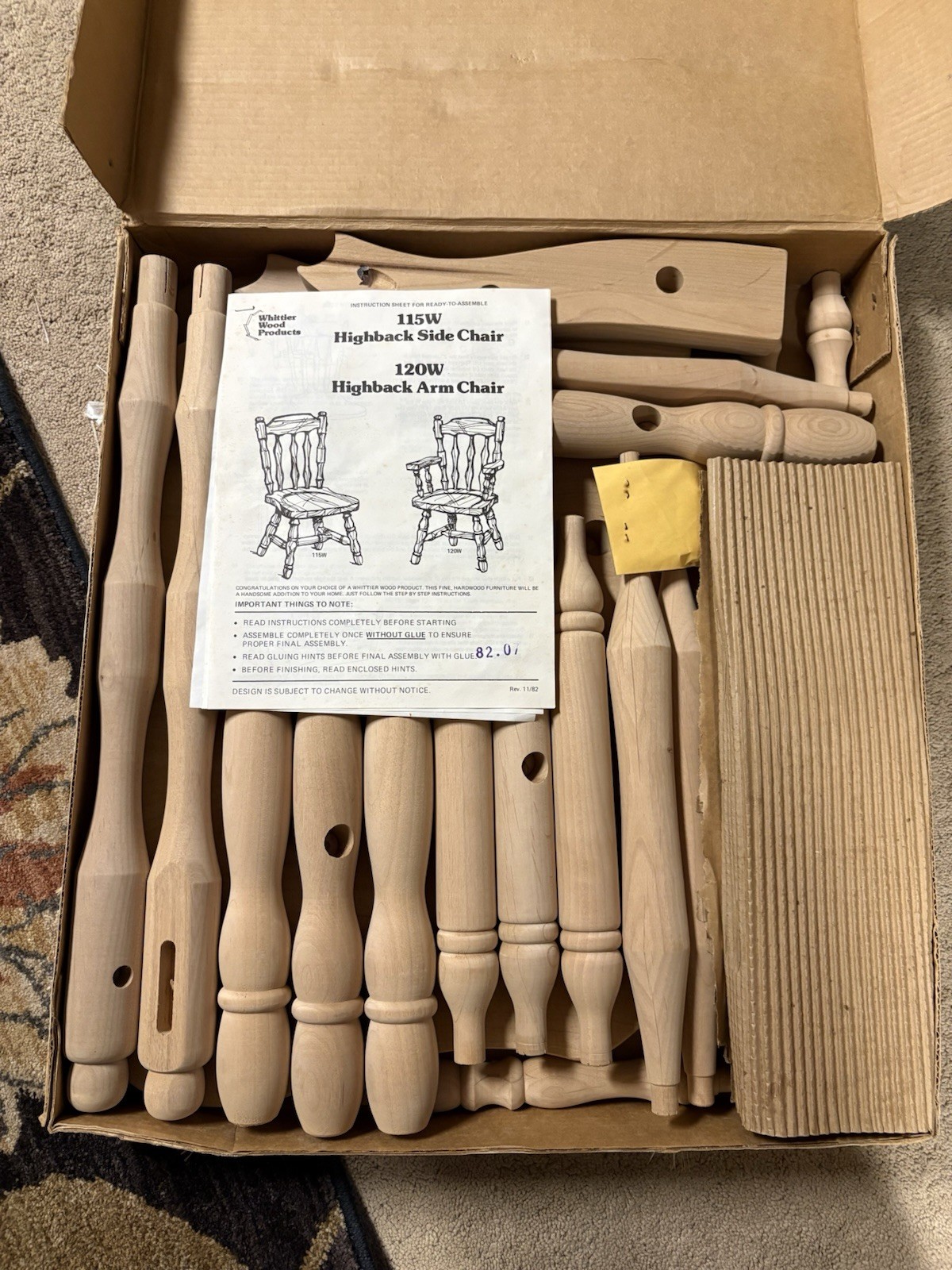 Solid American Hardwood-“Highback Arm Chair” (Unfinished Kit #120)