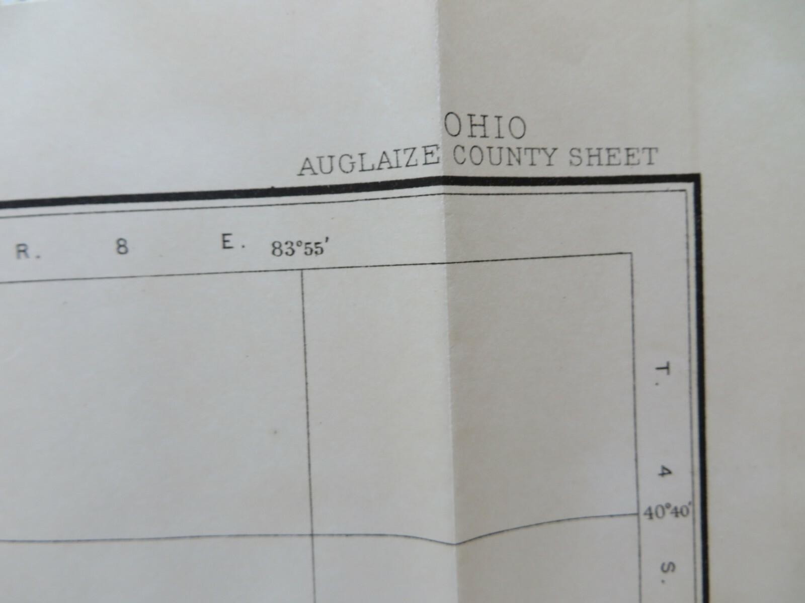 1909 Antique Color Map Auglaize County Ohio New Bremen Fryburg 34 X 25 #0381