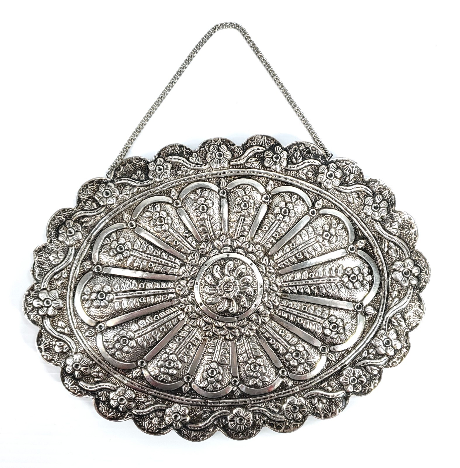 Antique Vintage Persian or Indian .900 Coin Silver Courting Mirror