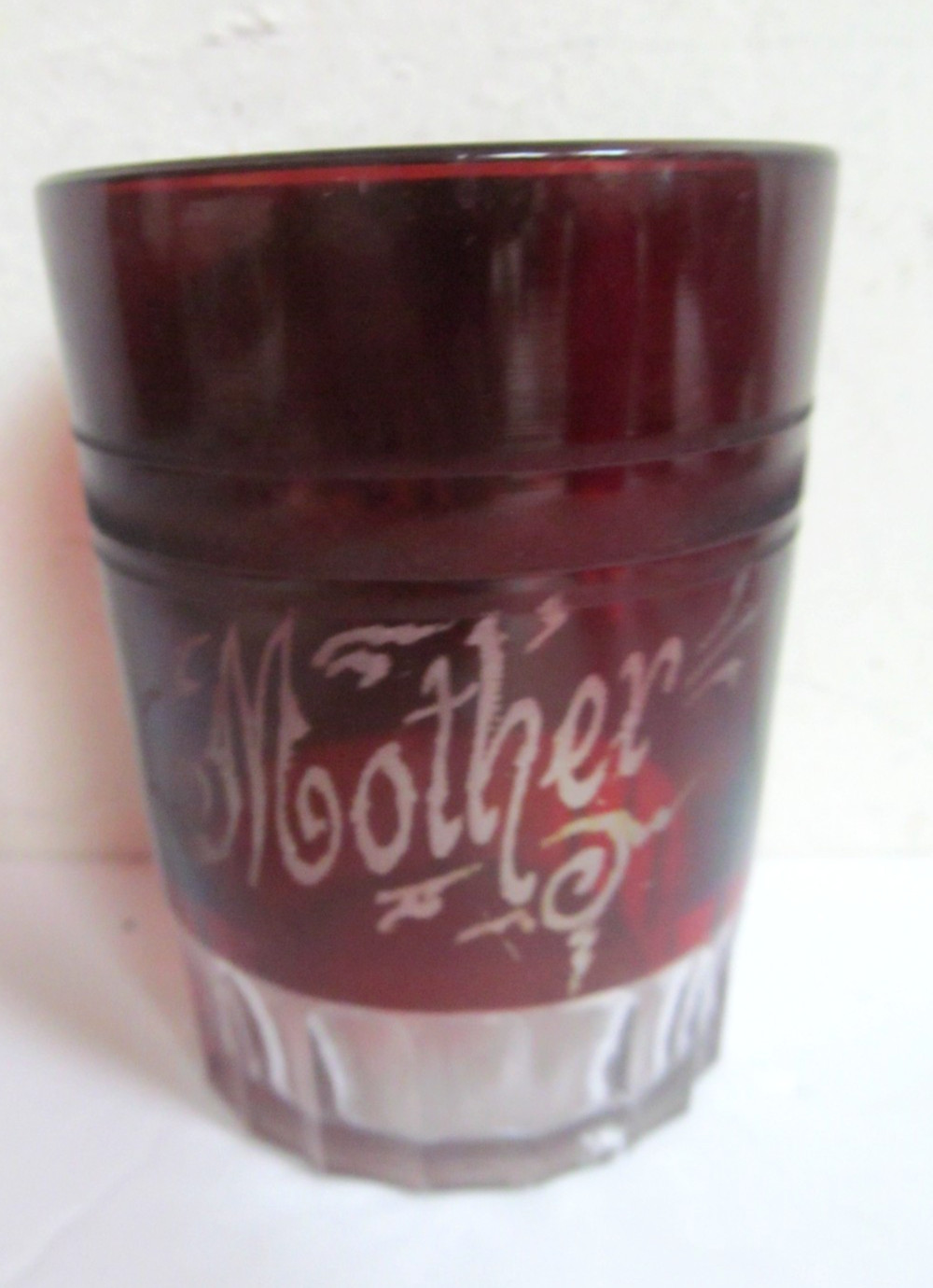 Ruby Red Flash Souvenir Glass cup MOTHER From Joe