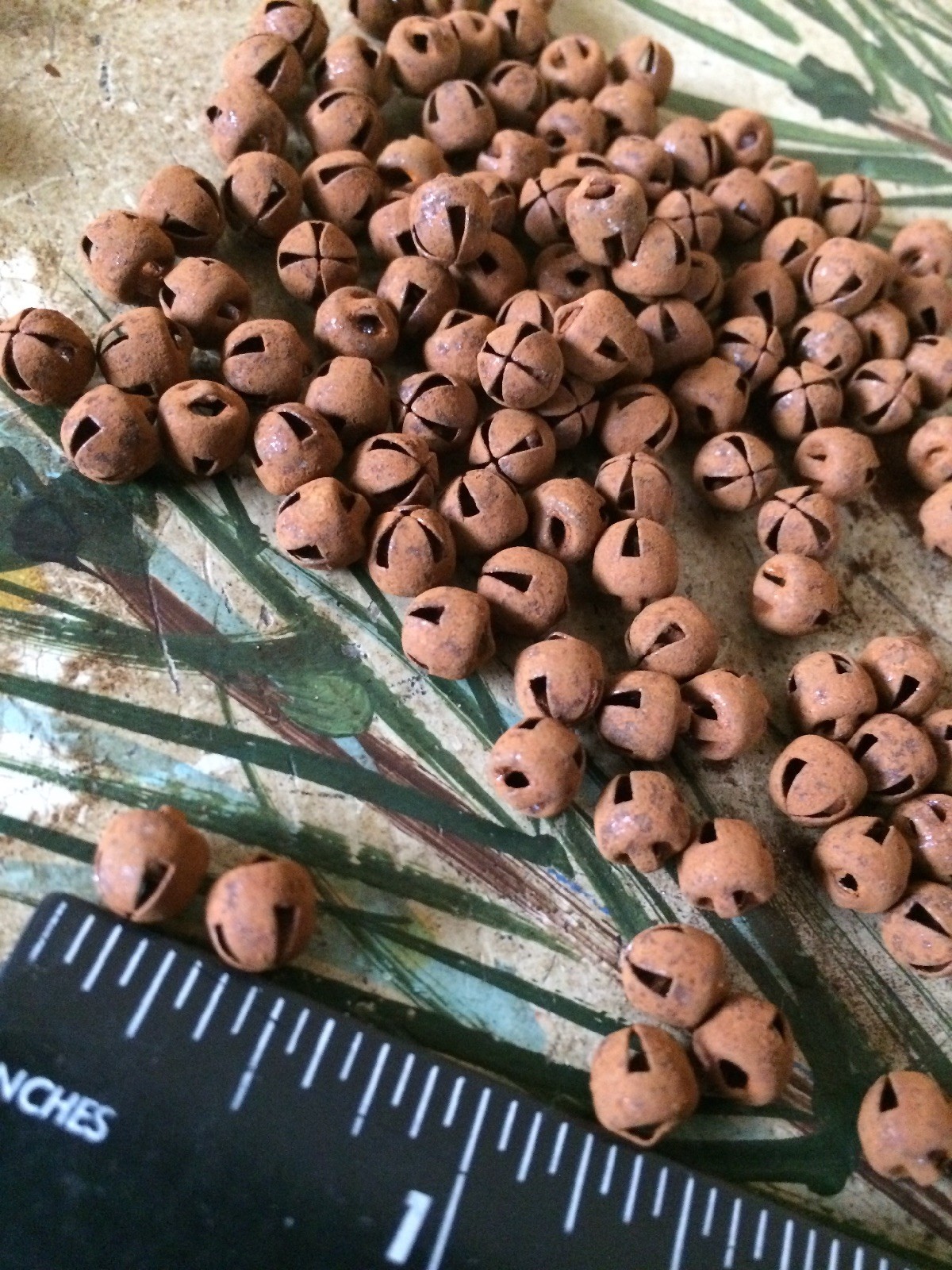 48 Primitive 6mm Rusty Tin JINGLE BELLS 1/4 in 1/4″ Christmas Craft Supply *